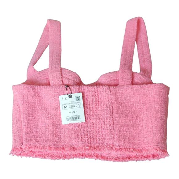 Zara Textured Bustier Top Pink Sweetheart Neckline Women's‎ Size Medium NWT - Picture 2 of 15